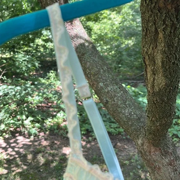 Elegant Lace Trim Babydoll Lingerie in Light Blue - Picture 4 of 12